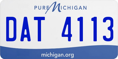 MI license plate DAT4113