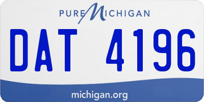 MI license plate DAT4196