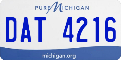 MI license plate DAT4216