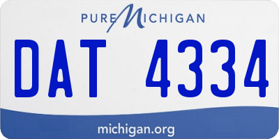 MI license plate DAT4334