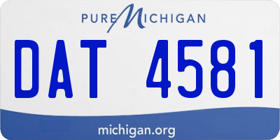 MI license plate DAT4581