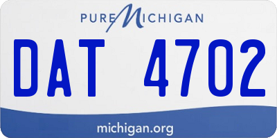 MI license plate DAT4702