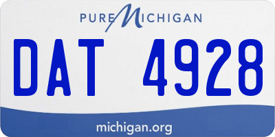 MI license plate DAT4928