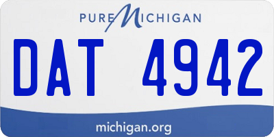 MI license plate DAT4942