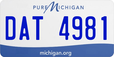 MI license plate DAT4981