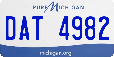 MI license plate DAT4982