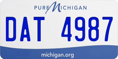 MI license plate DAT4987