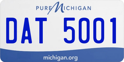 MI license plate DAT5001