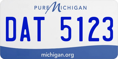 MI license plate DAT5123