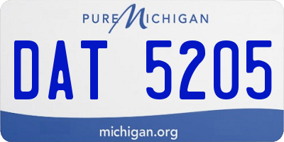 MI license plate DAT5205