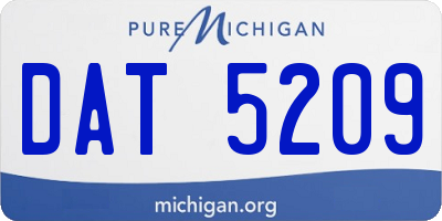 MI license plate DAT5209