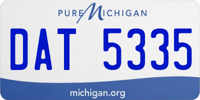 MI license plate DAT5335