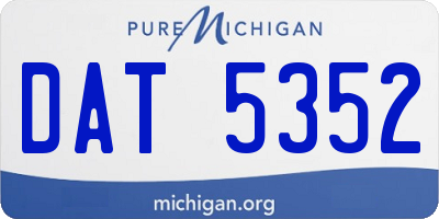 MI license plate DAT5352