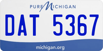 MI license plate DAT5367