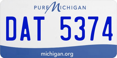MI license plate DAT5374