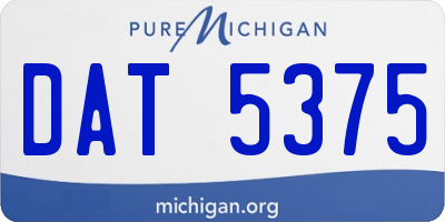 MI license plate DAT5375