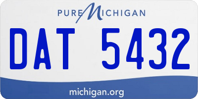 MI license plate DAT5432