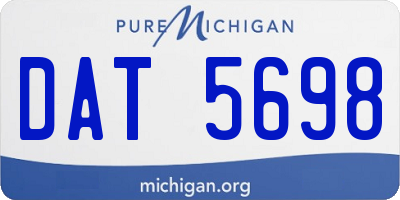 MI license plate DAT5698
