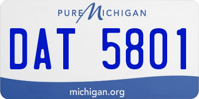 MI license plate DAT5801