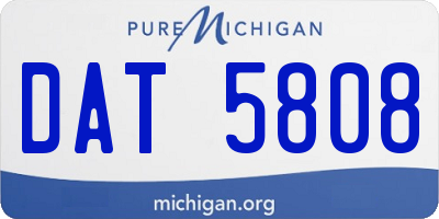 MI license plate DAT5808