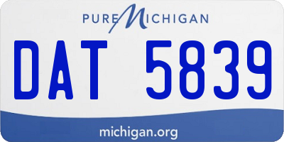 MI license plate DAT5839
