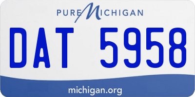 MI license plate DAT5958
