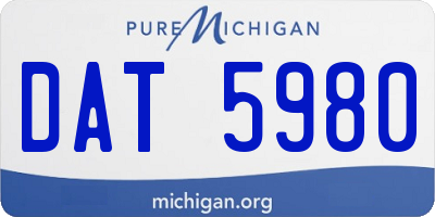 MI license plate DAT5980