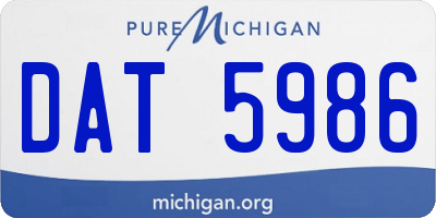 MI license plate DAT5986