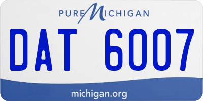 MI license plate DAT6007