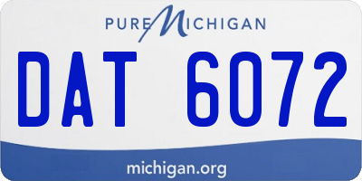 MI license plate DAT6072