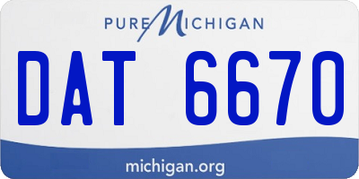 MI license plate DAT6670