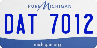 MI license plate DAT7012