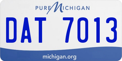 MI license plate DAT7013