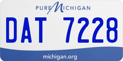 MI license plate DAT7228