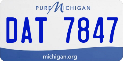 MI license plate DAT7847
