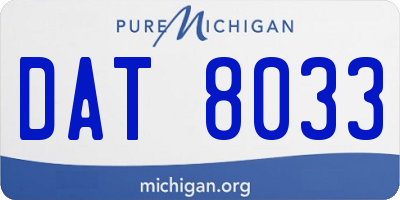 MI license plate DAT8033