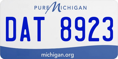 MI license plate DAT8923