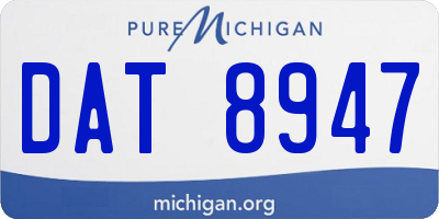 MI license plate DAT8947