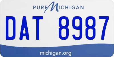 MI license plate DAT8987