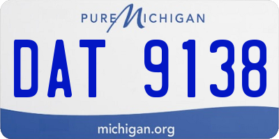MI license plate DAT9138