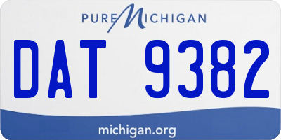 MI license plate DAT9382