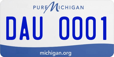MI license plate DAU0001