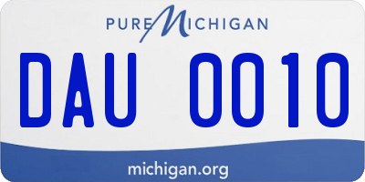 MI license plate DAU0010