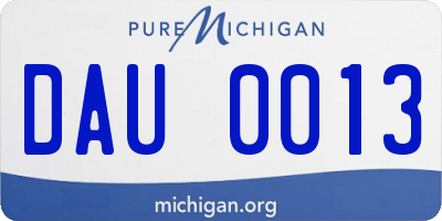 MI license plate DAU0013