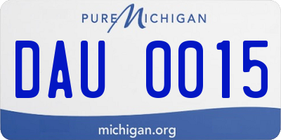MI license plate DAU0015