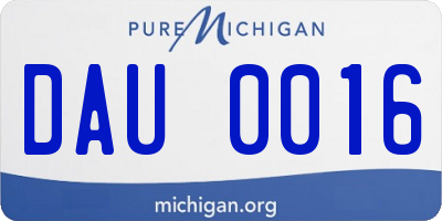 MI license plate DAU0016