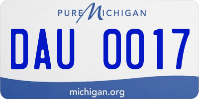 MI license plate DAU0017