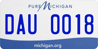 MI license plate DAU0018