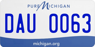 MI license plate DAU0063