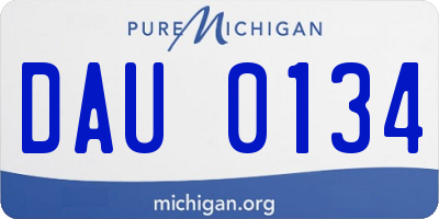 MI license plate DAU0134